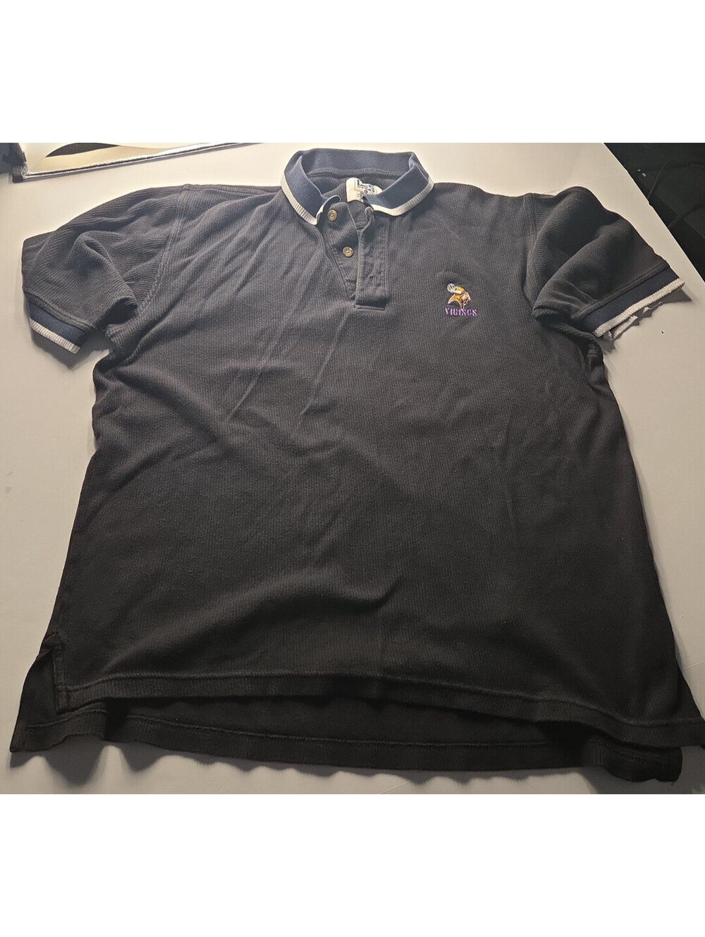 Vintage 2001 Minnesota Vikings Lee Sport Heavy Ribbed Cotton Polo Mens Large